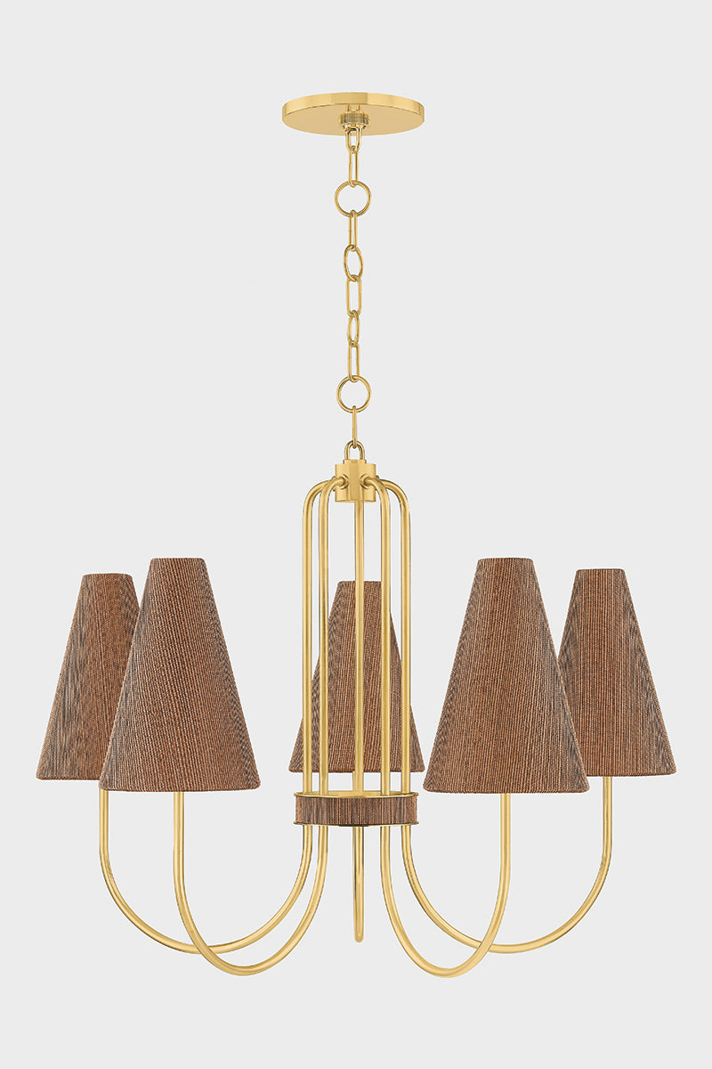 Mitzi by Hudson Valley Lighting Jessel Chandelier in Aged Brass, detail view 1