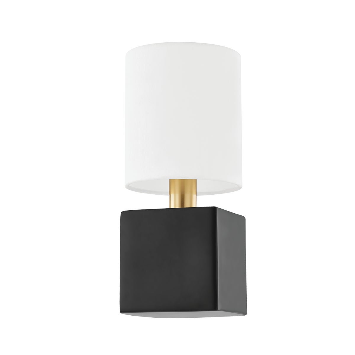 Mitzi by Hudson Valley Lighting Joey Wall Sconce in Aged Brass / Ceramic Satin Black