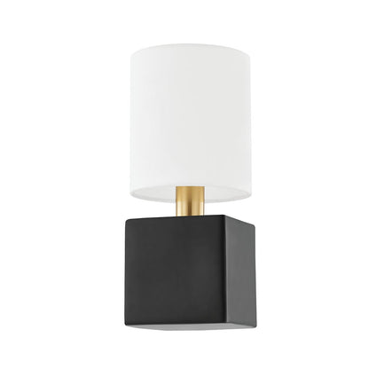 Mitzi by Hudson Valley Lighting Joey Wall Sconce in Aged Brass / Ceramic Satin Black