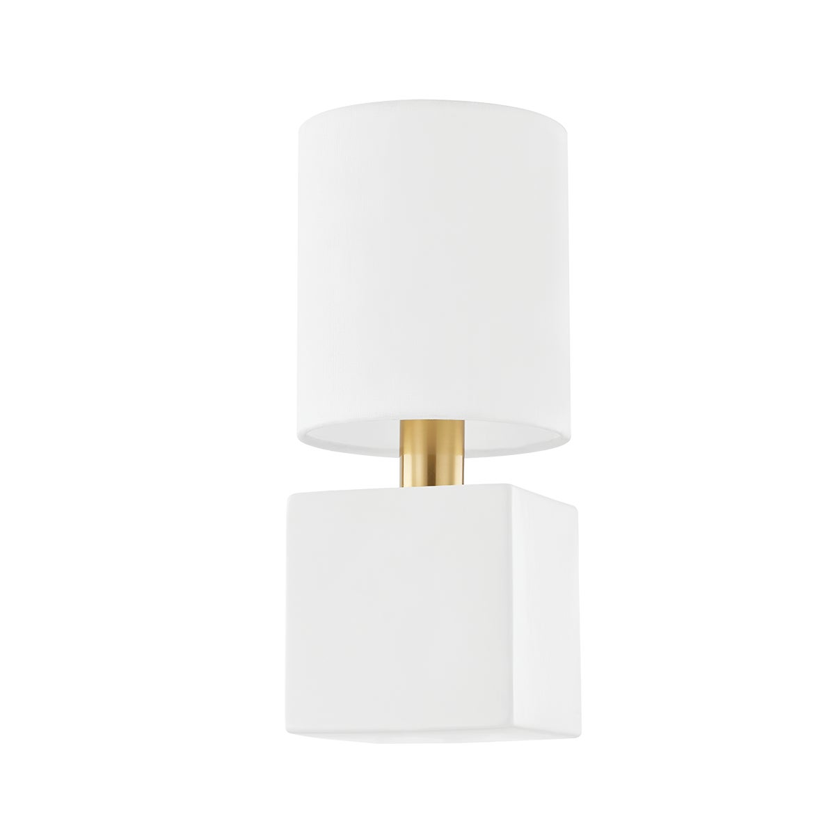 Mitzi by Hudson Valley Lighting Joey Wall Sconce in Aged Brass / Ceramic Satin White