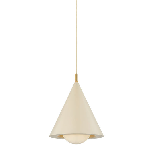 Mitzi by Hudson Valley Lighting Jolene 1-Light 13" Pendant in Aged Brass / Textured Bisque