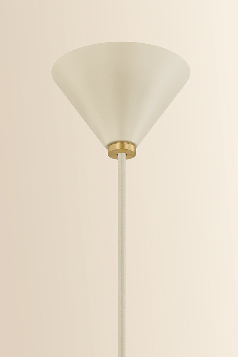 Mitzi by Hudson Valley Lighting Jolene 1-Light 18.5" Pendant in Aged Brass / Textured Bisque, detail view 1