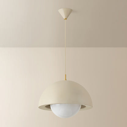Mitzi by Hudson Valley Lighting Jolene 1-Light 18.5" Pendant in Aged Brass / Textured Bisque, detail view 2