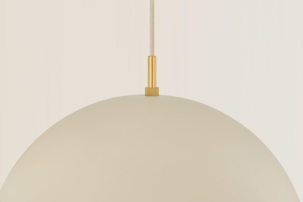 Mitzi by Hudson Valley Lighting Jolene 1-Light 18.5" Pendant in Aged Brass / Textured Bisque, detail view 3