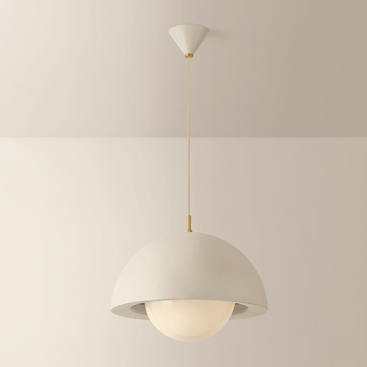 Mitzi by Hudson Valley Lighting Jolene 1-Light 18.5" Pendant in Aged Brass / Textured Bisque, detail view 4