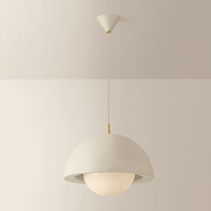Mitzi by Hudson Valley Lighting Jolene 1-Light 18.5" Pendant in Aged Brass / Textured Bisque, detail view 4