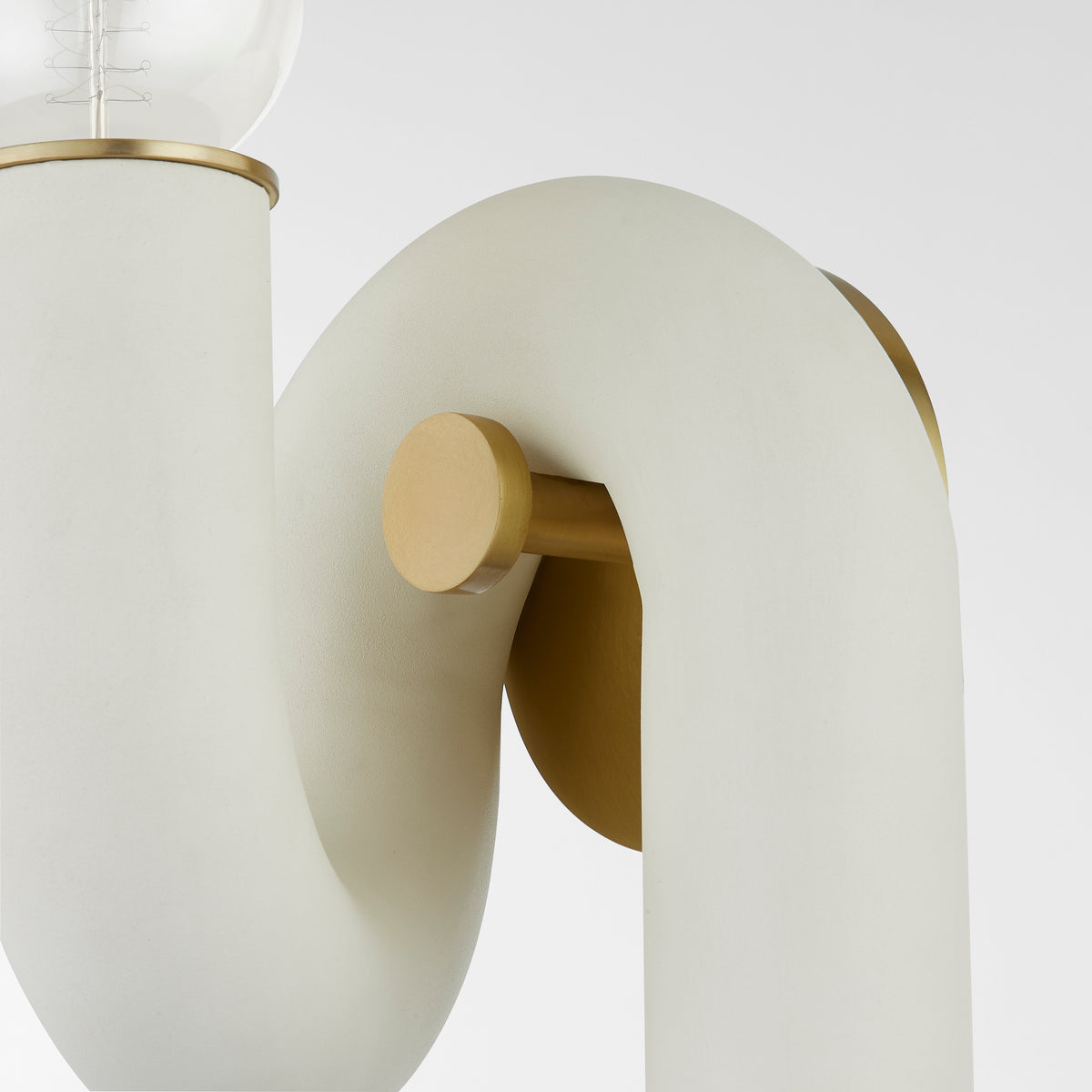 Mitzi by Hudson Valley Lighting Jolie Plug-In Wall Sconce in Aged Brass / Textured Cream, detail view 2