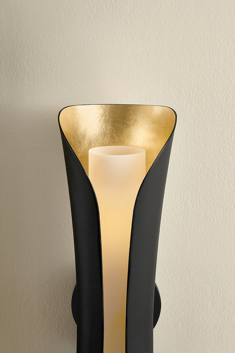 Mitzi by Hudson Valley Lighting Josie Large Wall Sconce in Gold Leaf / Black, detail view 3