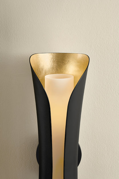 Mitzi by Hudson Valley Lighting Josie Large Wall Sconce in Gold Leaf / Black, detail view 3