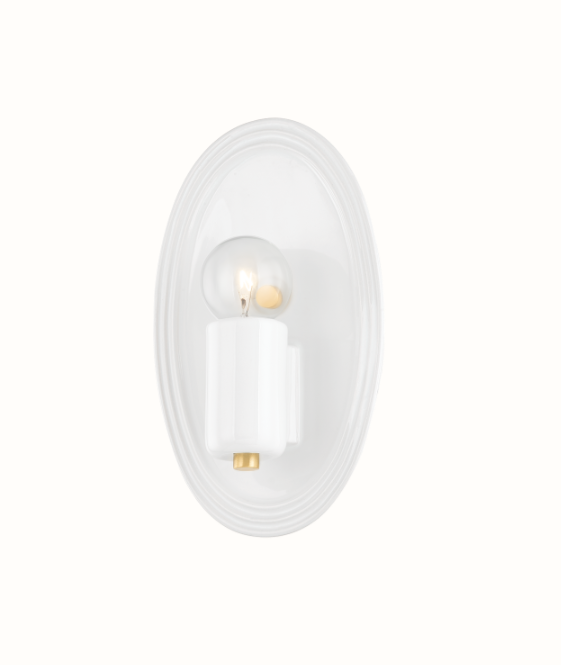 Mitzi by Hudson Valley Lighting Joyce Wall Sconce in Aged Brass / Ceramic Gloss White