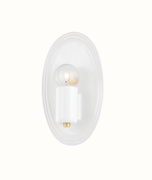 Mitzi by Hudson Valley Lighting Joyce Wall Sconce in Aged Brass / Ceramic Gloss White