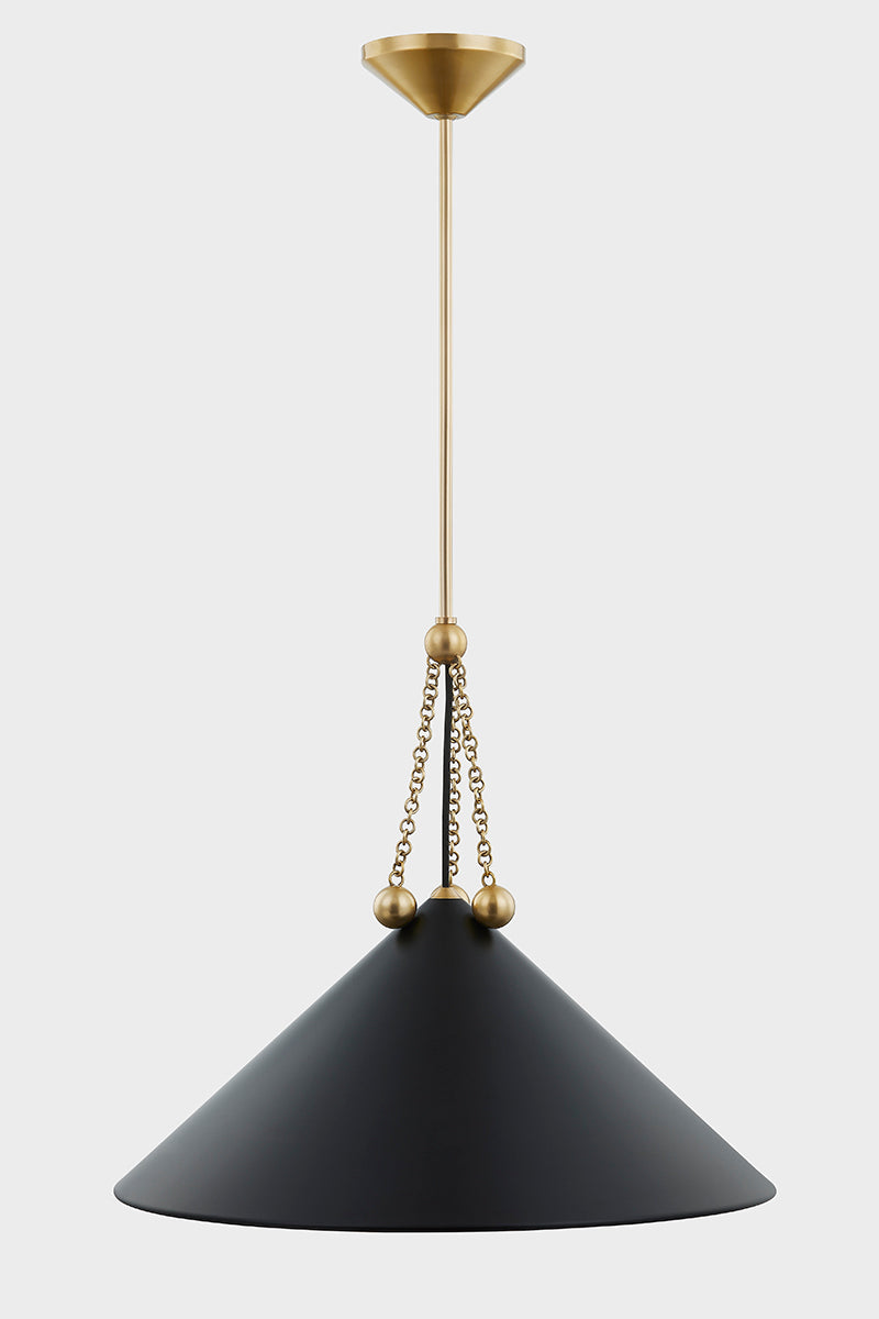 Mitzi by Hudson Valley Lighting Kalea Large Pendant in Aged Brass / Soft Black, detail view 1