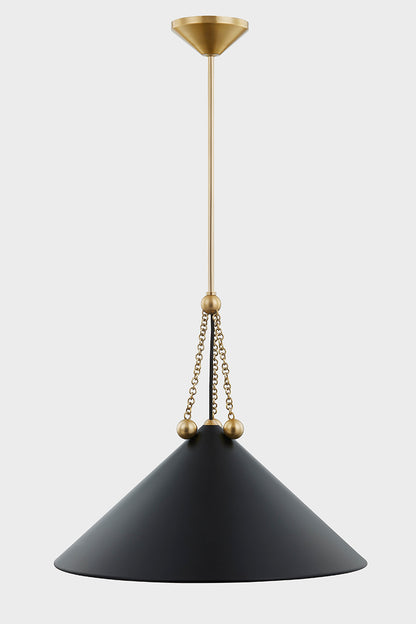 Mitzi by Hudson Valley Lighting Kalea Large Pendant in Aged Brass / Soft Black, detail view 1
