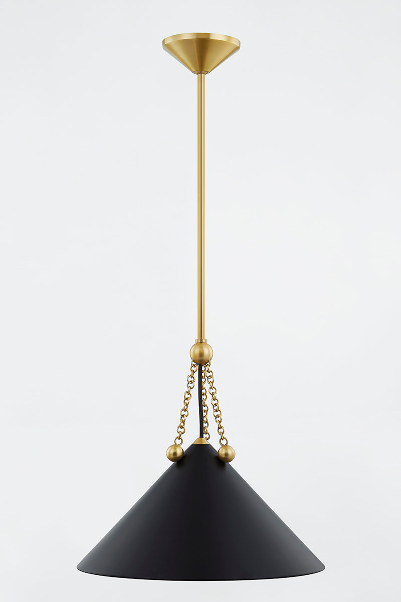 Mitzi by Hudson Valley Lighting Kalea Small Pendant in Aged Brass / Soft Black, detail view 1