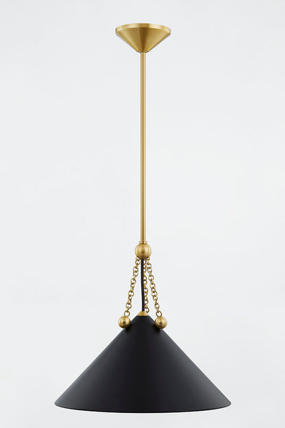 Mitzi by Hudson Valley Lighting Kalea Small Pendant in Aged Brass / Soft Black, detail view 1