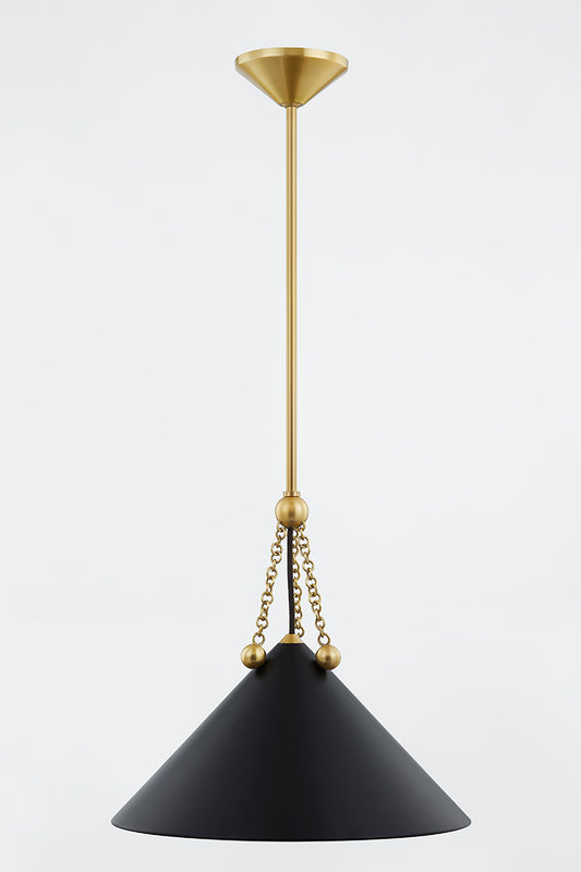Mitzi by Hudson Valley Lighting Kalea Small Pendant in Aged Brass / Soft Black, detail view 1
