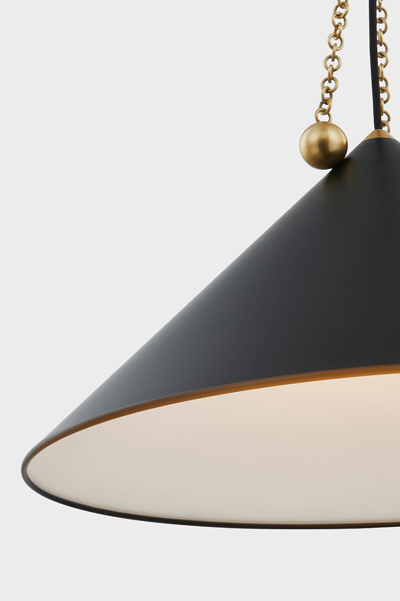 Mitzi by Hudson Valley Lighting Kalea Large Pendant in Aged Brass / Soft Black, detail view 2