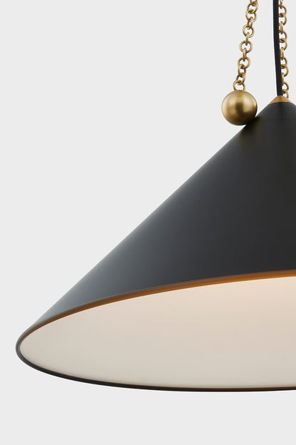 Mitzi by Hudson Valley Lighting Kalea Large Pendant in Aged Brass / Soft Black, detail view 2