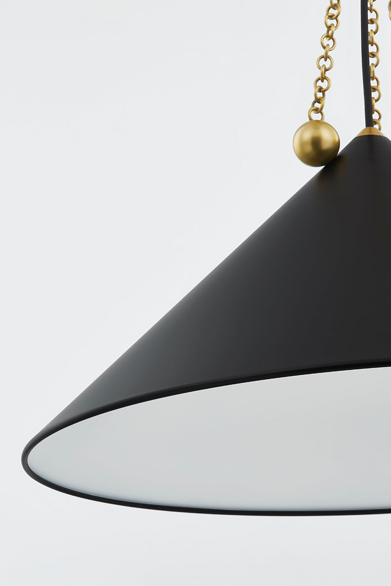 Mitzi by Hudson Valley Lighting Kalea Small Pendant in Aged Brass / Soft Black, detail view 2
