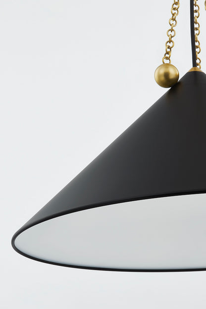 Mitzi by Hudson Valley Lighting Kalea Small Pendant in Aged Brass / Soft Black, detail view 2