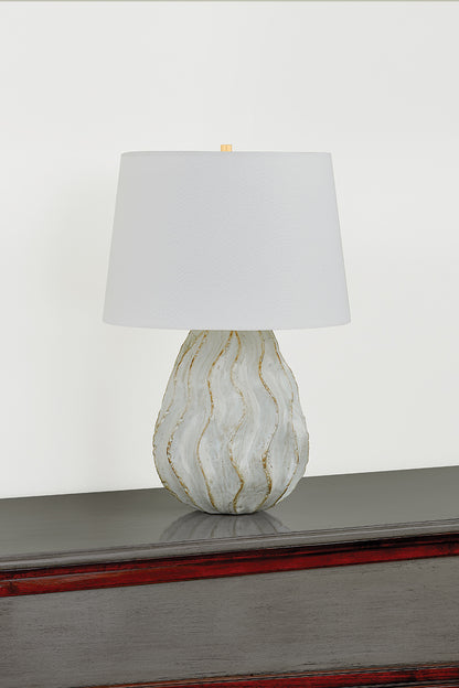 Mitzi by Hudson Valley Lighting Karla Table Lamp in Aged Brass / Ceramic Sea Salt, detail view 1