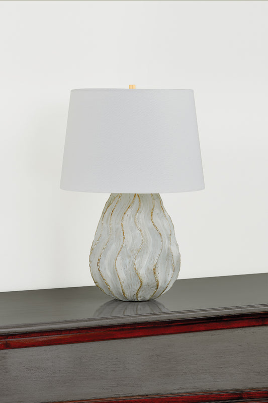 Mitzi by Hudson Valley Lighting Karla Table Lamp in Aged Brass / Ceramic Sea Salt, detail view 1