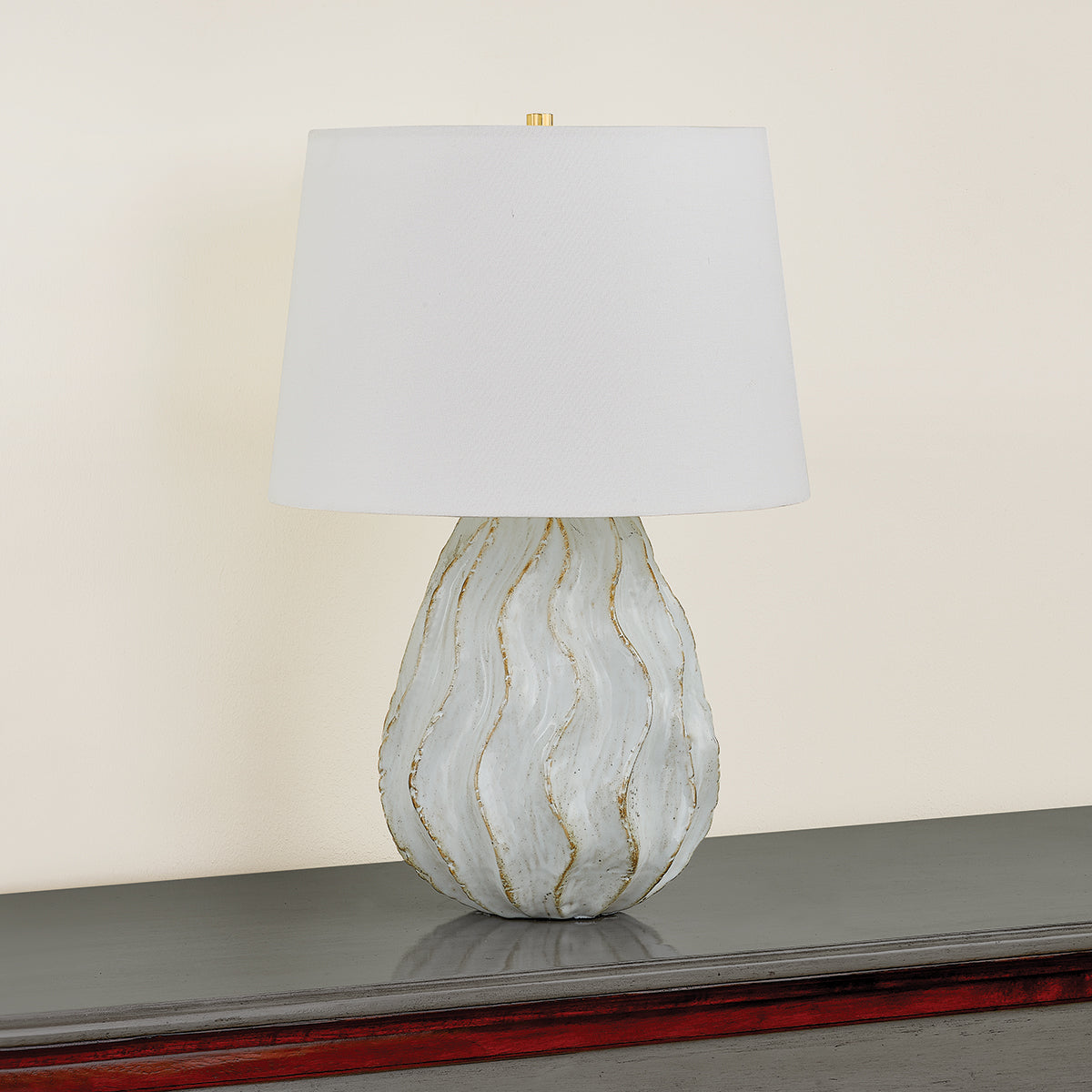 Mitzi by Hudson Valley Lighting Karla Table Lamp in Aged Brass / Ceramic Sea Salt, detail view 2