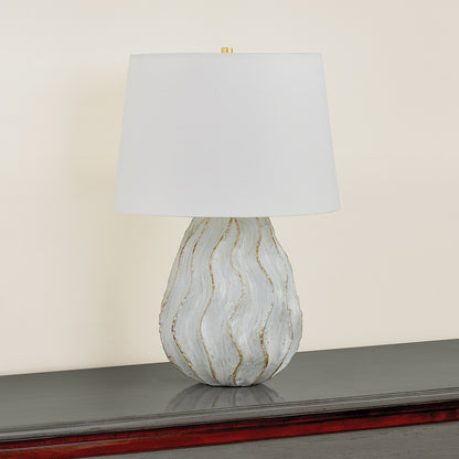 Mitzi by Hudson Valley Lighting Karla Table Lamp in Aged Brass / Ceramic Sea Salt, detail view 2