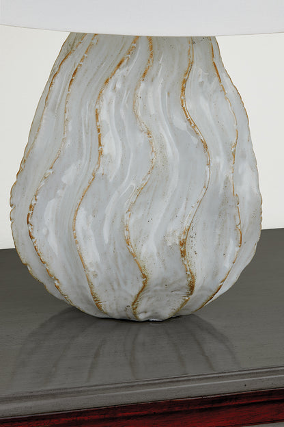 Mitzi by Hudson Valley Lighting Karla Table Lamp in Aged Brass / Ceramic Sea Salt, detail view 3