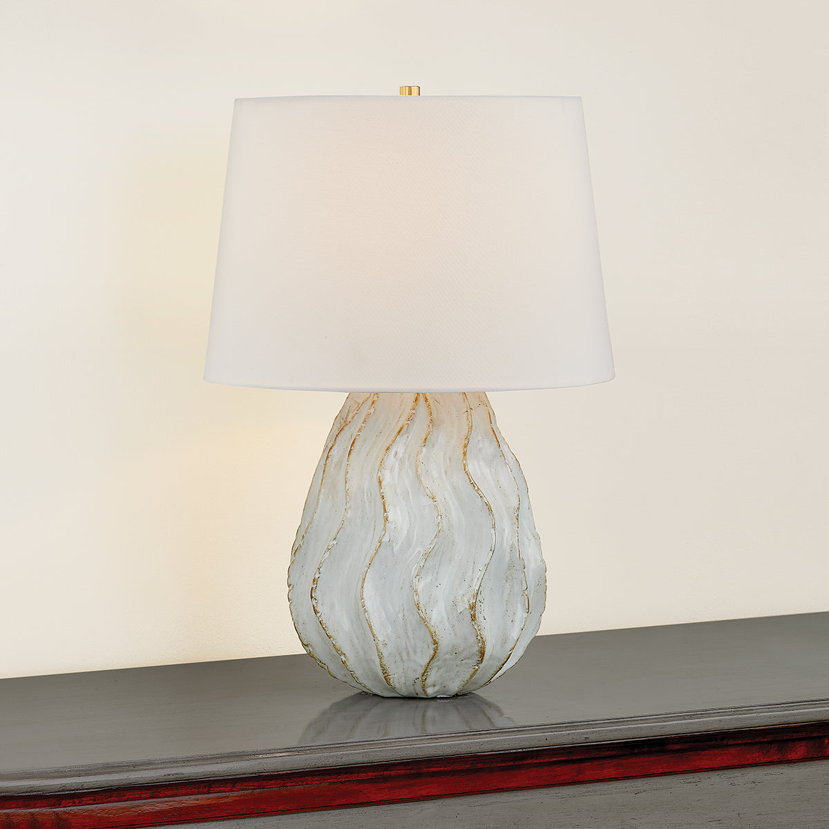 Mitzi by Hudson Valley Lighting Karla Table Lamp in Aged Brass / Ceramic Sea Salt, detail view 4