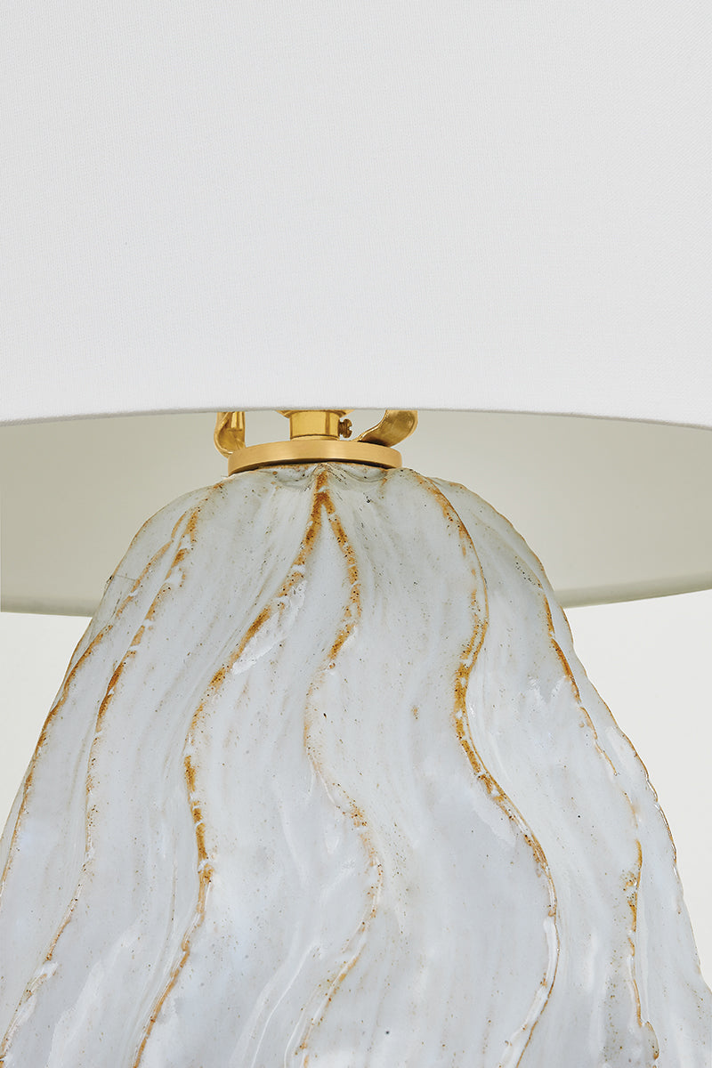 Mitzi by Hudson Valley Lighting Karla Table Lamp in Aged Brass / Ceramic Sea Salt, detail view 5