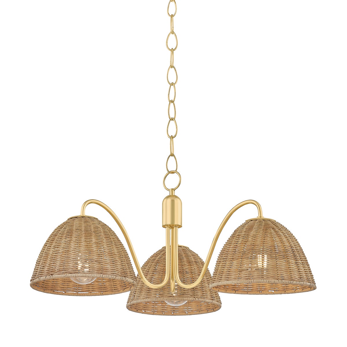 Mitzi by Hudson Valley Lighting Katniss 3-Light Chandelier in Aged Brass