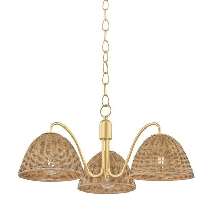 Mitzi by Hudson Valley Lighting Katniss 3-Light Chandelier in Aged Brass