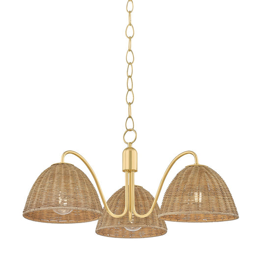 Mitzi by Hudson Valley Lighting Katniss 3-Light Chandelier in Aged Brass