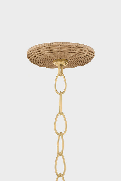 Mitzi by Hudson Valley Lighting Katniss 3-Light Chandelier in Aged Brass, detail view 1