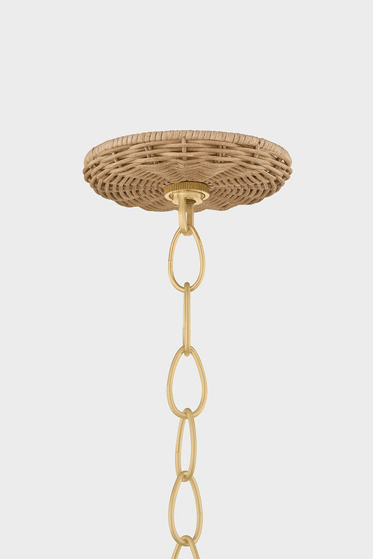 Mitzi by Hudson Valley Lighting Katniss 3-Light Chandelier in Aged Brass, detail view 1