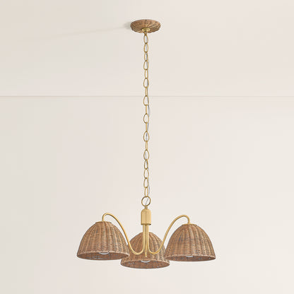 Mitzi by Hudson Valley Lighting Katniss 3-Light Chandelier in Aged Brass, detail view 2