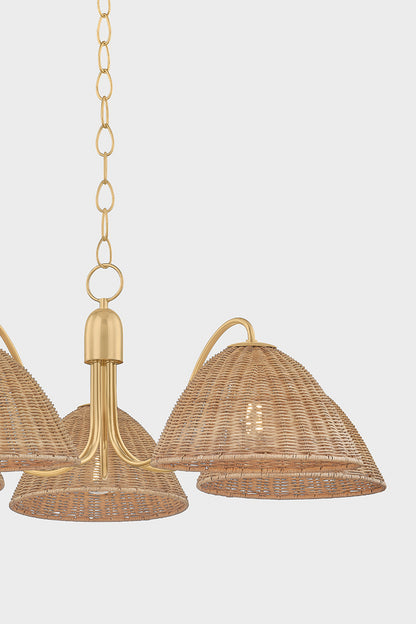 Mitzi by Hudson Valley Lighting Katniss 5-Light Chandelier in Aged Brass, detail view 3