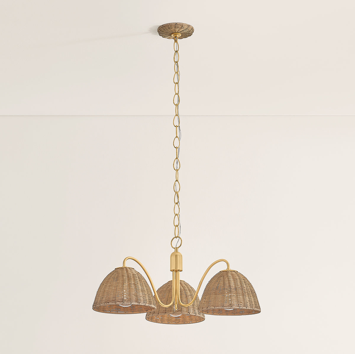 Mitzi by Hudson Valley Lighting Katniss 3-Light Chandelier in Aged Brass, detail view 4