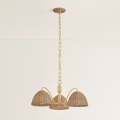 Mitzi by Hudson Valley Lighting Katniss 3-Light Chandelier in Aged Brass, detail view 4