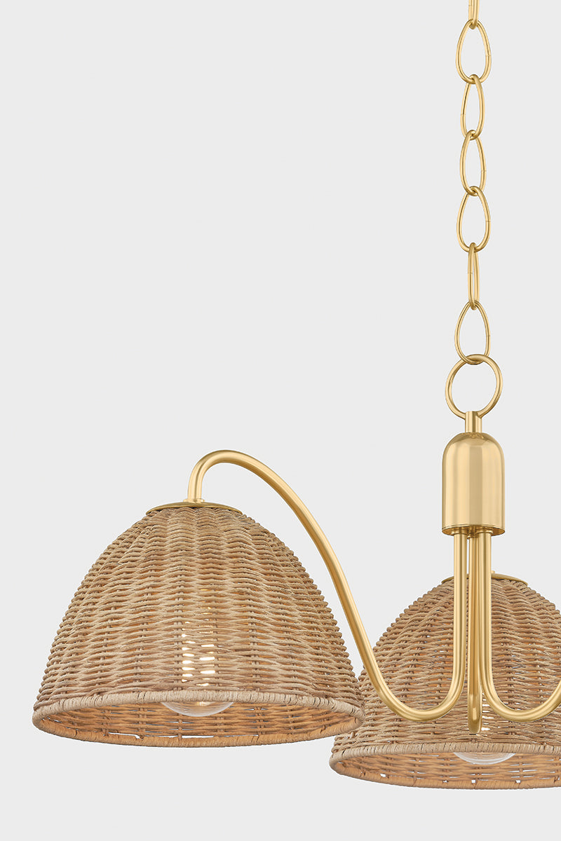 Mitzi by Hudson Valley Lighting Katniss 3-Light Chandelier in Aged Brass, detail view 5