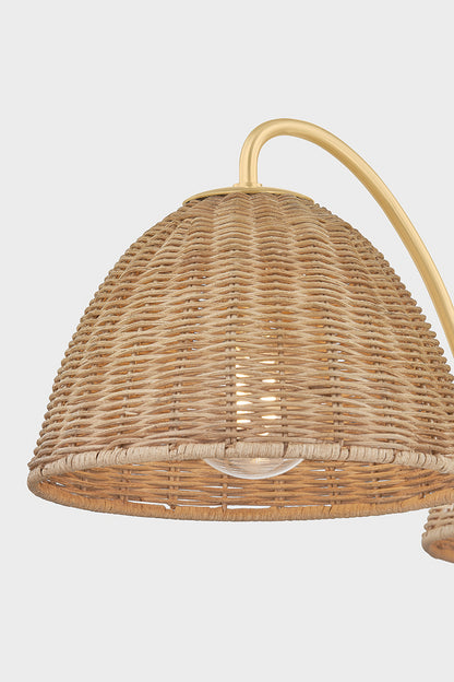 Mitzi by Hudson Valley Lighting Katniss 3-Light Chandelier in Aged Brass, detail view 6