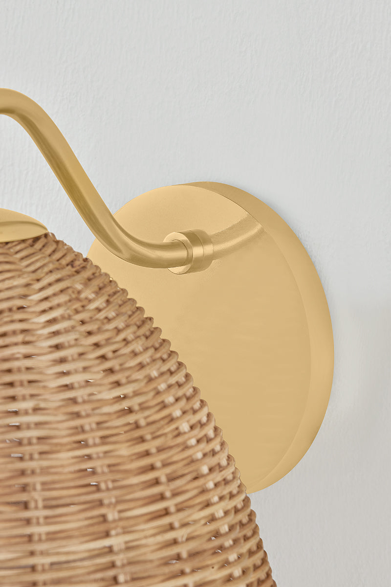 Mitzi by Hudson Valley Lighting Katniss Wall Sconce in Aged Brass, detail view 5
