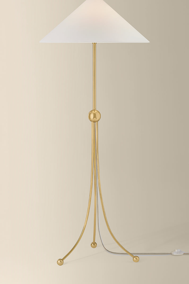 Mitzi by Hudson Valley Lighting Katya Floor Lamp in Aged Brass, detail view 1