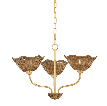 Mitzi by Hudson Valley Lighting Kehlani 3-Light Chandelier in Aged Brass