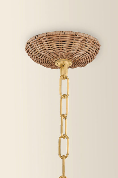 Mitzi by Hudson Valley Lighting Kehlani 5-Light Chandelier in Aged Brass, detail view 1