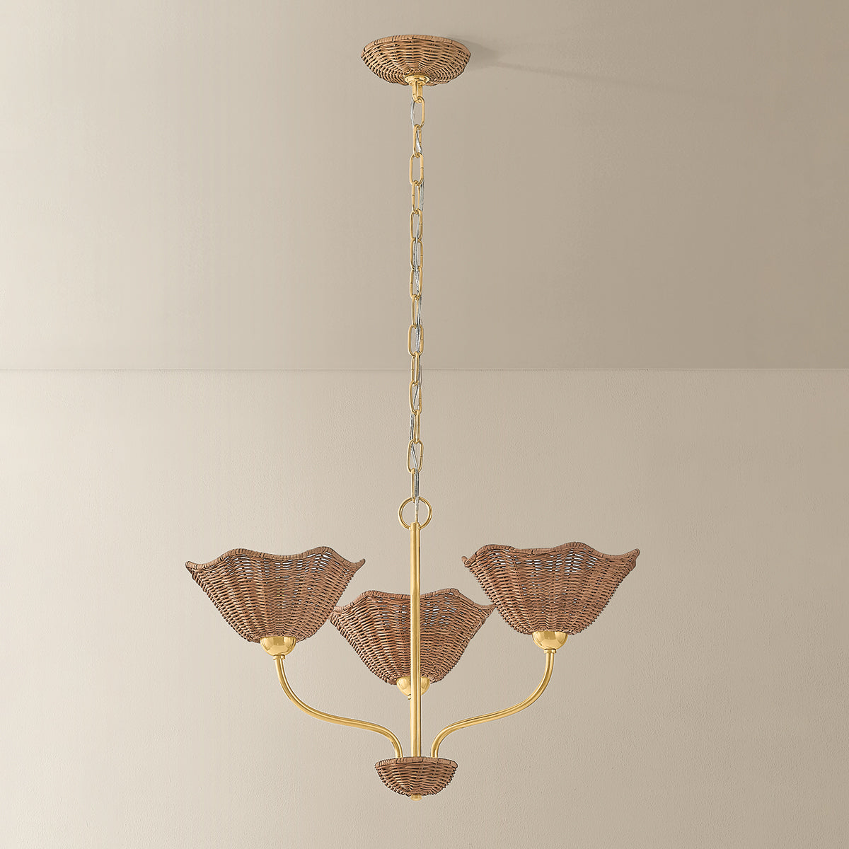 Mitzi by Hudson Valley Lighting Kehlani 3-Light Chandelier in Aged Brass, detail view 2