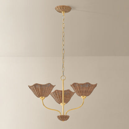Mitzi by Hudson Valley Lighting Kehlani 3-Light Chandelier in Aged Brass, detail view 2