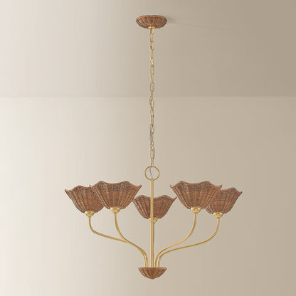 Mitzi by Hudson Valley Lighting Kehlani 5-Light Chandelier in Aged Brass, detail view 2