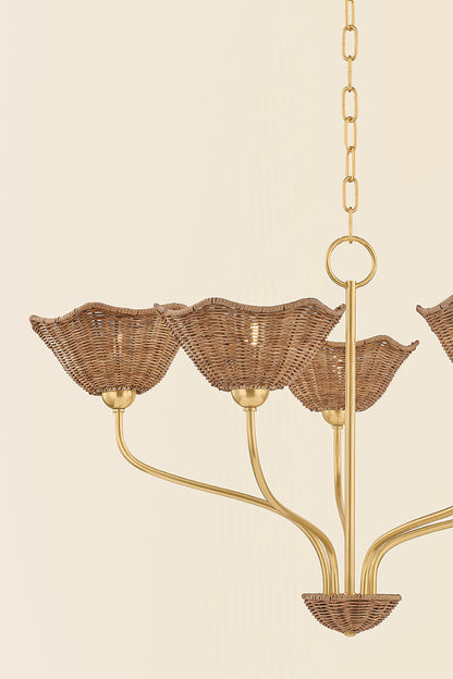 Mitzi by Hudson Valley Lighting Kehlani 5-Light Chandelier in Aged Brass, detail view 3